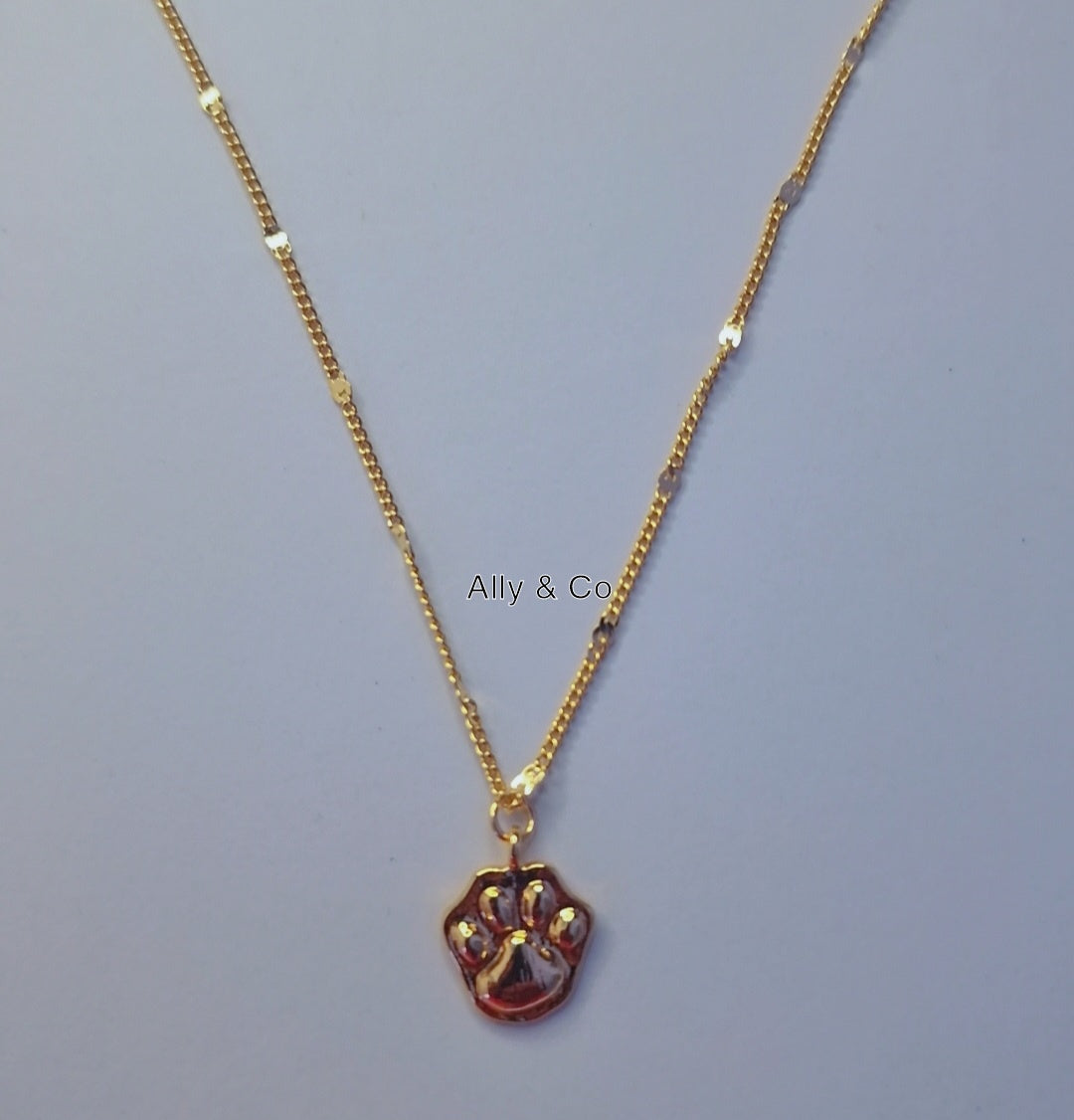 Cat paw, dog paw  necklace, stylish necklace - 18k Gold plated