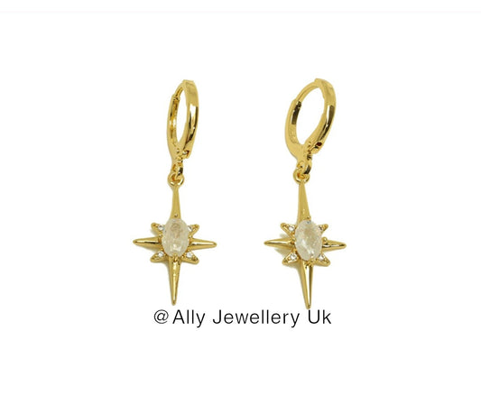 Star hoop earrings-18k gold plated