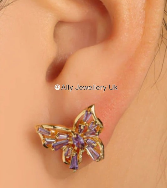 Butterfly studs- 18k Gold plated