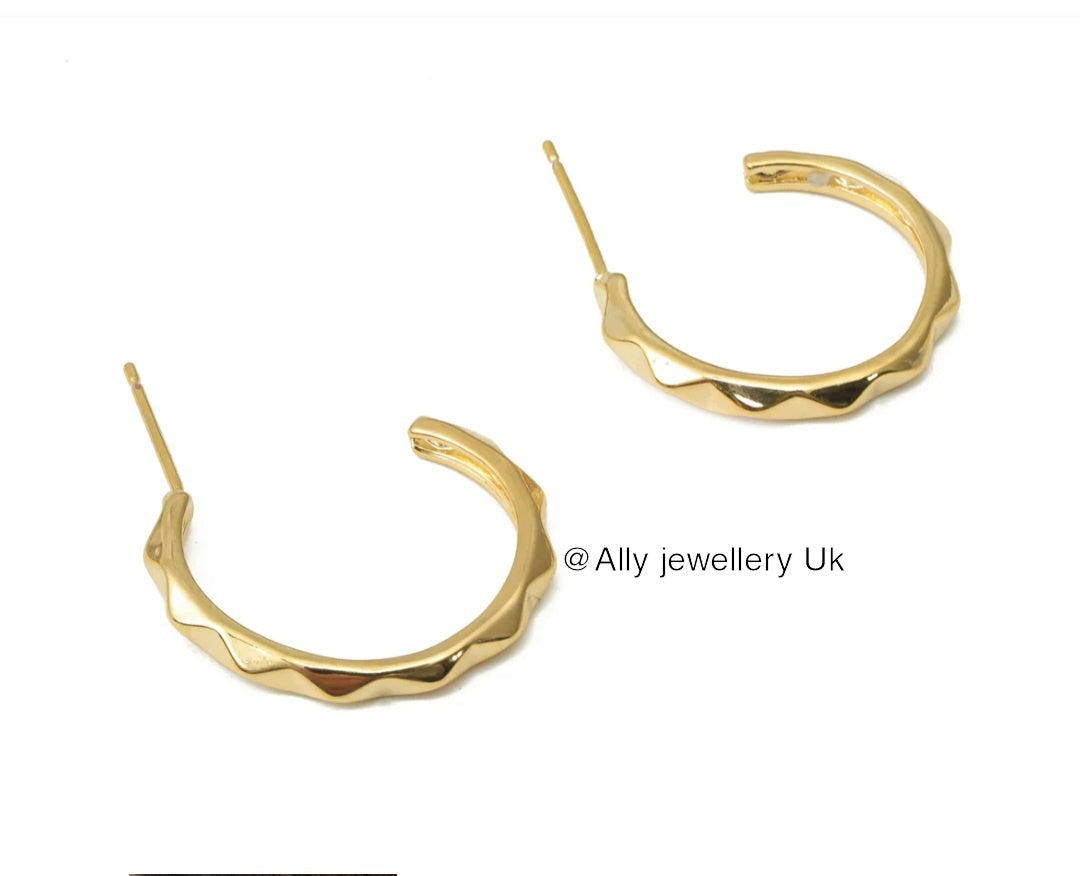 C Hoop Earrings 18k Real gold plated.