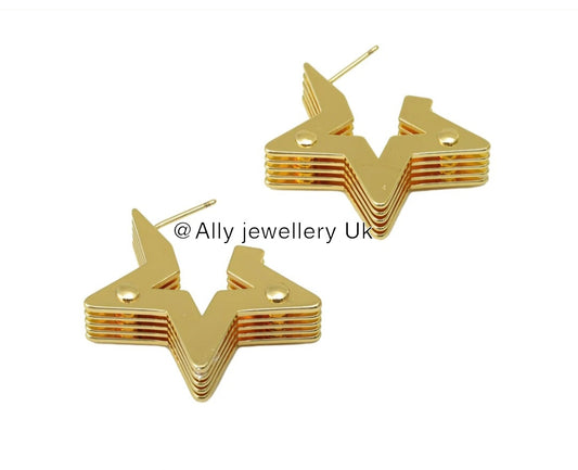 Star mutiple layer earrings - 18k Gold plated