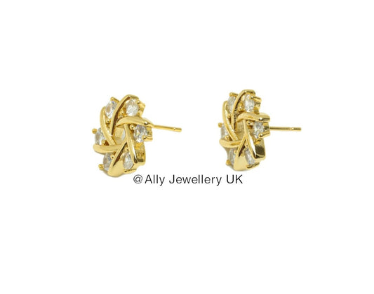 Interlocking flower studs- 18k gold plated